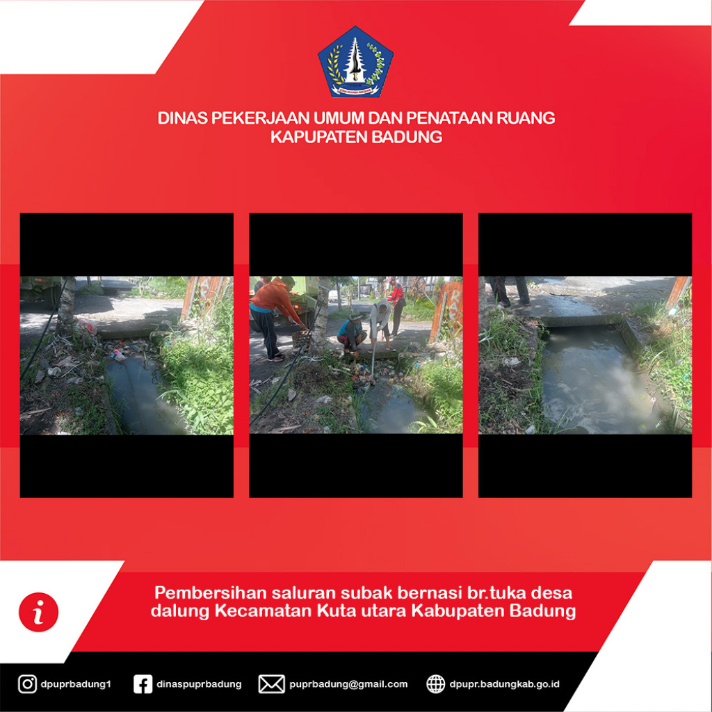 Pembersihan saluran subak bernasi br.tuka desa dalung Kuta utara Kabupaten Badung